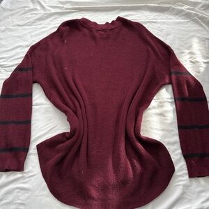 American Eagle Outfitters Maroon Sweater with Dark Stripes